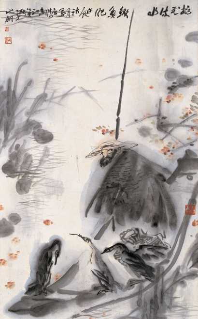 吴山明 戊辰（1988年） 桃花流水鳜鱼肥 立轴